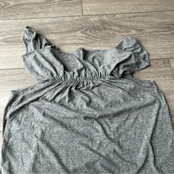 CURRENT ELLIOTT RUFFLE DRESS Off The Shoulder in HEATHER GREY - Picture 9 of 14